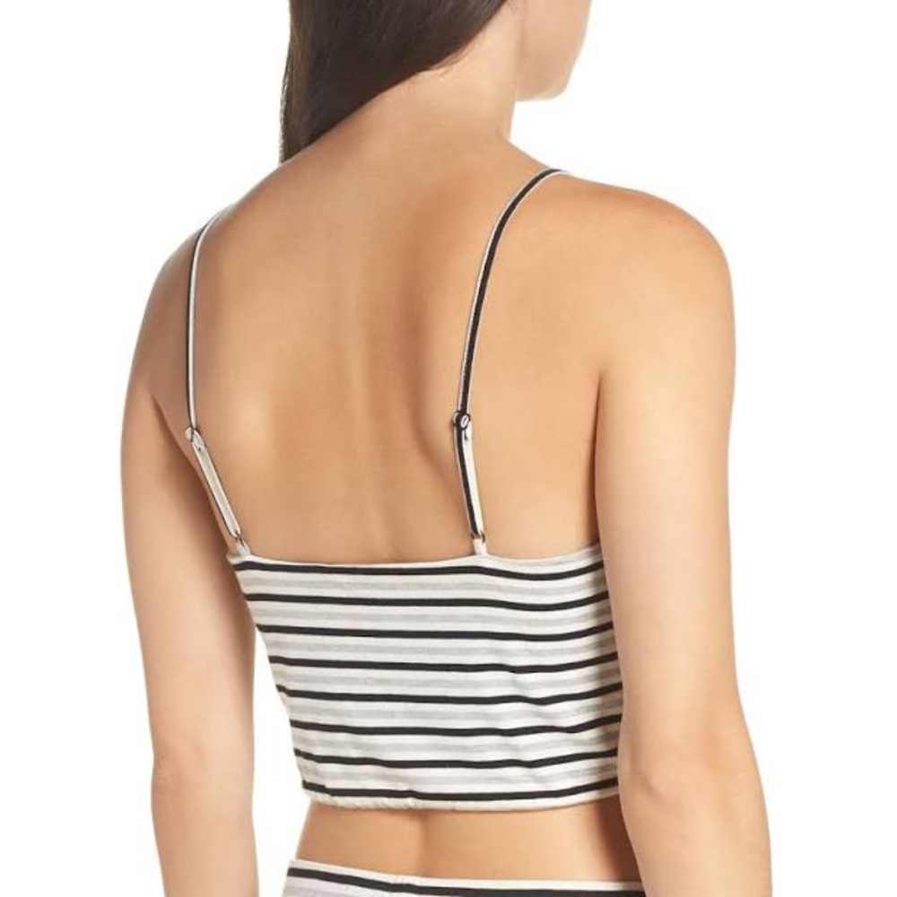 BB Dakota Striped V Neck Crop Top Ivory Medium NWT - Picture 2 of 3